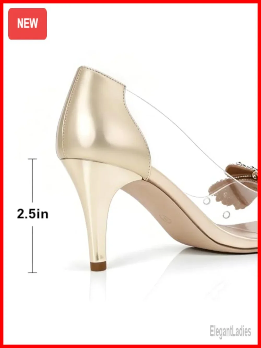 Crystal Bow Pointed Toe Clear Heels, 2.5-inch Kitten Heel, Cushioned Comfort,
